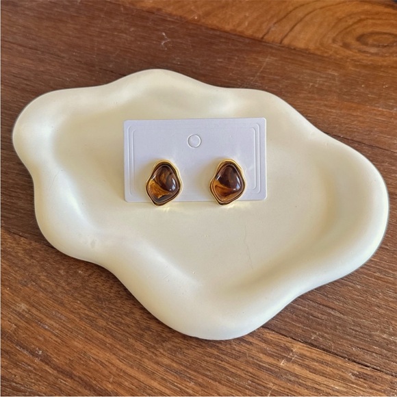 Maillard Aesthetic Resin Drop Earrings Silver Needle Trendy Statement Jewelry - Picture 1 of 8